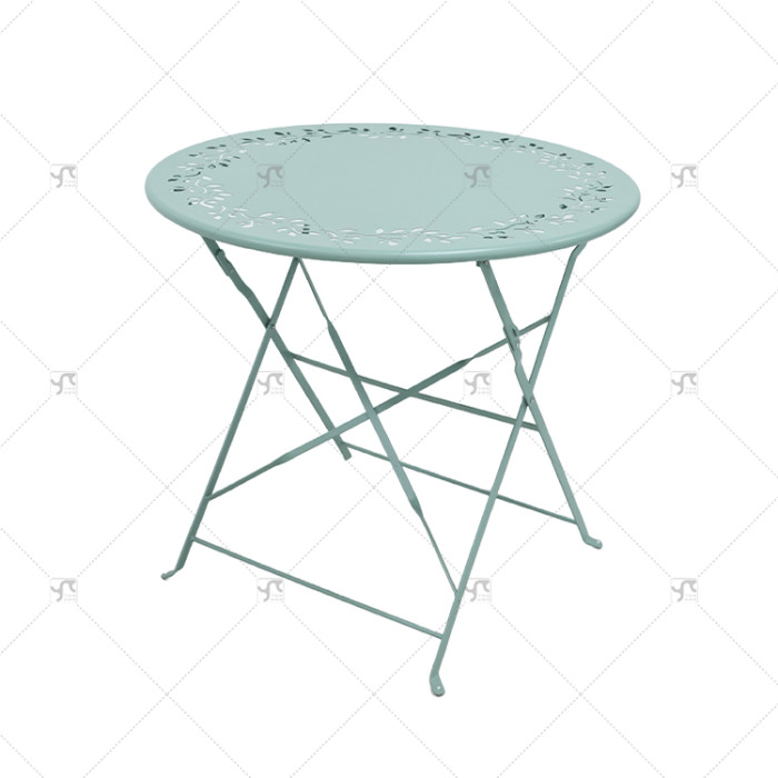 Modern Outdoor Garden Restaurant Coffee Table Garden Metal Furniture Steel Folding Steel Table Hollow Pattern Design Table