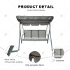 Outdoor Polyester Swing Bench Cover Courtyard Swing Top Cover Set Garden Waterproof Dust Cover 3 Person Grey Porch Swing