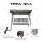 Outdoor Polyester Swing Bench Cover Courtyard Swing Top Cover Set Garden Waterproof Dust Cover 3 Person Grey Porch Swing