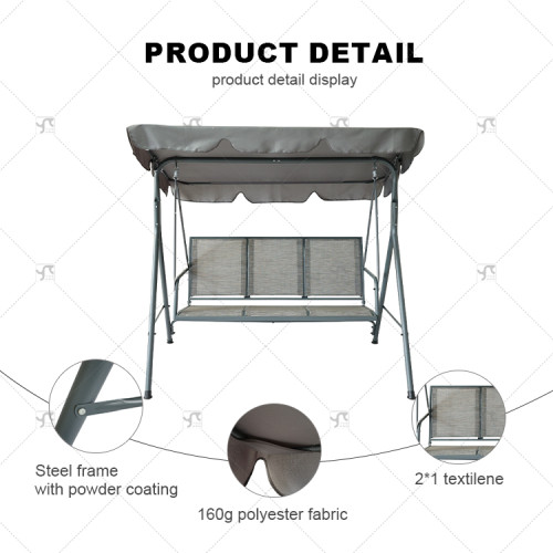 Outdoor Polyester Swing Bench Cover Courtyard Swing Top Cover Set Garden Waterproof Dust Cover 3 Person Grey Porch Swing