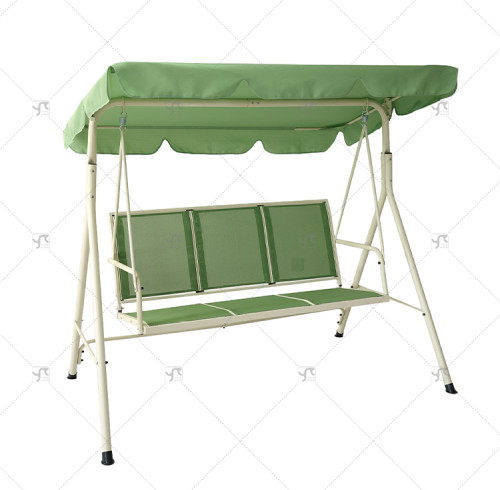 Modern 3-Seat Outdoor Furniture Patio Swing Adjustable Awning Rattan Hanging Swing Bed for Courtyard Park Teslin Fabric Cloth