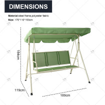 Modern 3-Seat Outdoor Furniture Patio Swing Adjustable Awning Rattan Hanging Swing Bed for Courtyard Park Teslin Fabric Cloth