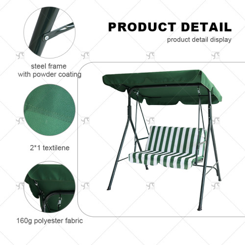 Modern Outdoor 2-Seater Outdoor Steel Frame Swing Chair with Fabric Canopy for Patio Park Double Person Metal Outdoor Furniture