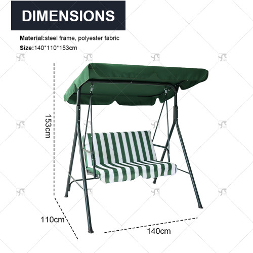Modern Outdoor 2-Seater Outdoor Steel Frame Swing Chair with Fabric Canopy for Patio Park Double Person Metal Outdoor Furniture
