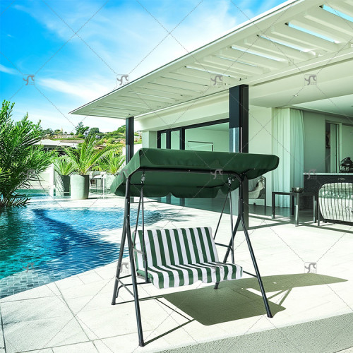 Modern Outdoor 2-Seater Outdoor Steel Frame Swing Chair with Fabric Canopy for Patio Park Double Person Metal Outdoor Furniture