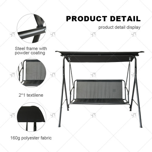 3-Person Metal Frame Swing Chair for Outdoor Terrace Beach Garden Waterproof Canopy for Living Room Outdoor Furniture Swing