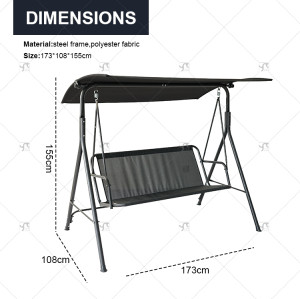 3-Person Metal Frame Swing Chair for Outdoor Terrace Beach Garden Waterproof Canopy for Living Room Outdoor Furniture Swing