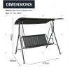 3-Person Metal Frame Swing Chair for Outdoor Terrace Beach Garden Waterproof Canopy for Living Room Outdoor Furniture Swing
