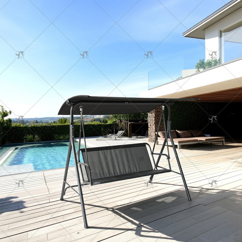 3-Person Metal Frame Swing Chair for Outdoor Terrace Beach Garden Waterproof Canopy for Living Room Outdoor Furniture Swing