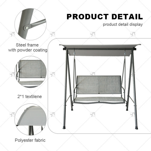 Outdoor Double Hanging Swing Chair Canopy 2 Seats Metal Frame Wrought Iron Patio Teslin Garden Beach Patio Canopy Gazebo Pergola