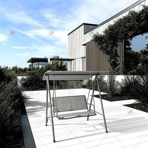 Outdoor Double Hanging Swing Chair Canopy 2 Seats Metal Frame Wrought Iron Patio Teslin Garden Beach Patio Canopy Gazebo Pergola