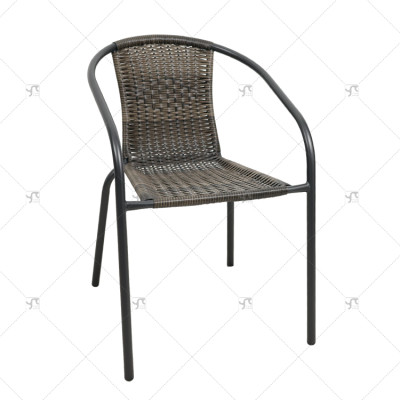 Modern Outdoor Leisure Stackable Chair With Rattan Design Single Iron Back Stool for Courtyard Conference Balcony Home Use