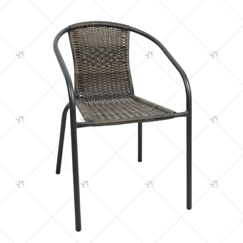 Modern Outdoor Leisure Stackable Chair With Rattan Design Single Iron Back Stool for Courtyard Conference Balcony Home Use