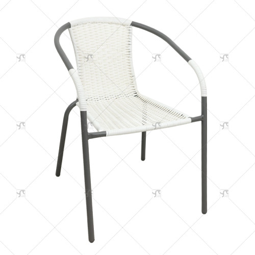 Modern Outdoor Leisure Stackable Chair With Rattan Design Single Iron Back Stool for Courtyard Conference Balcony Home Use