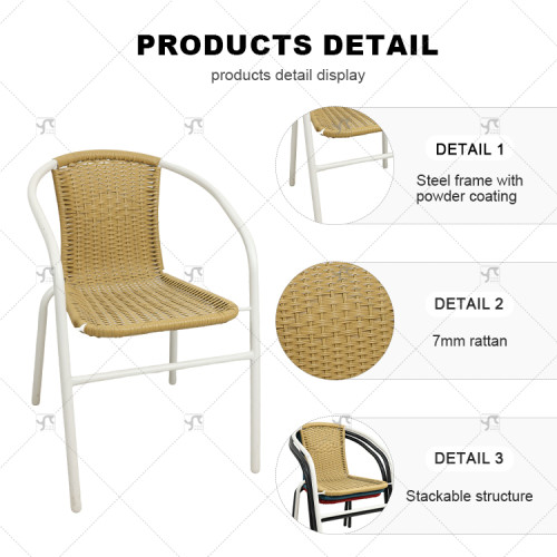 Outdoor Modern Rattan Furniture Leisure Chairs Rattan Backrest Chairs Outdoor Patio Seats for Coffee Shop Outdoor Restaurant