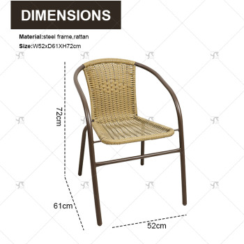 Outdoor Modern Rattan Furniture Leisure Chairs Rattan Backrest Chairs Outdoor Patio Seats for Coffee Shop Outdoor Restaurant