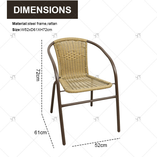 Outdoor Modern Rattan Furniture Leisure Chairs Rattan Backrest Chairs Outdoor Patio Seats for Coffee Shop Outdoor Restaurant