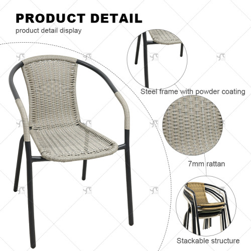Outdoor Furniture Leisure Chairs Rattan Backrest Chairs Outdoor Patio Seats for Coffee Shop Outdoor Restaurant for Courtyard Use