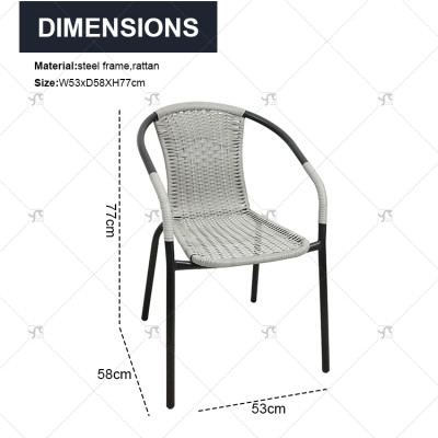 Outdoor Furniture Leisure Chairs Rattan Backrest Chairs Outdoor Patio Seats for Coffee Shop Outdoor Restaurant for Courtyard Use