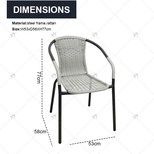 Outdoor Furniture Leisure Chairs Rattan Backrest Chairs Outdoor Patio Seats for Coffee Shop Outdoor Restaurant for Courtyard Use