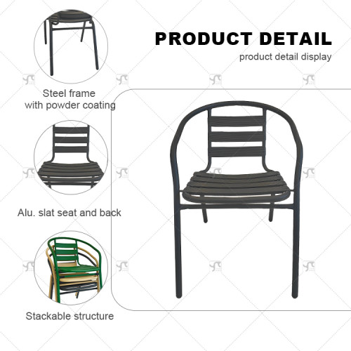 Outdoor Garden Steel Frame Stackable Chair Cafe Garden Portable Modern Restaurant Cafe Furniture Dining Chairs for Events