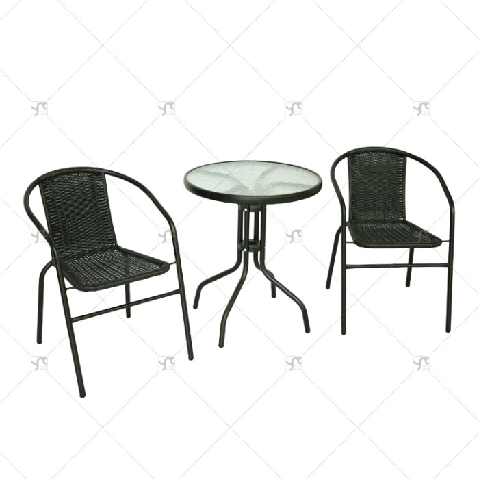 Outdoor Leisure Tables and Chairs Sets Of3 Hotel Terraces Backrest Chairs Villas Gardens Rattan Chairs for Outdoor Courtyard Use