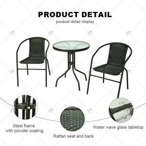 Outdoor Leisure Tables and Chairs Sets Of3 Hotel Terraces Backrest Chairs Villas Gardens Rattan Chairs for Outdoor Courtyard Use