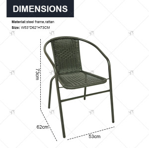 Outdoor Leisure Tables and Chairs Sets Of3 Hotel Terraces Backrest Chairs Villas Gardens Rattan Chairs for Outdoor Courtyard Use