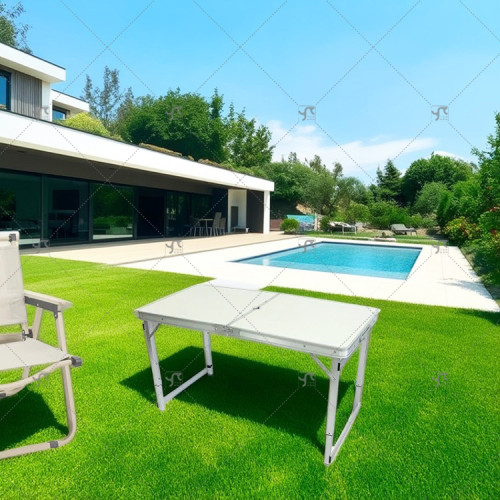 Outdoor Aluminum Foldable Dining Table Portable Camping Table Easy Folding and Saving Space Lightweight Picnic Table for Family