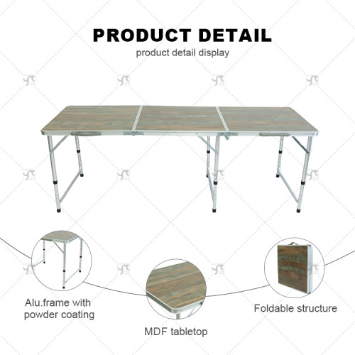 180cm Portable Aluminum Outdoor Folding Table Longer Simple Dining Stall Shelf for Sports  Entertainment Easy to Carry Use