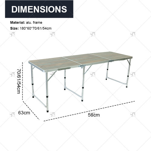 180cm Portable Aluminum Outdoor Folding Table Longer Simple Dining Stall Shelf for Sports  Entertainment Easy to Carry Use
