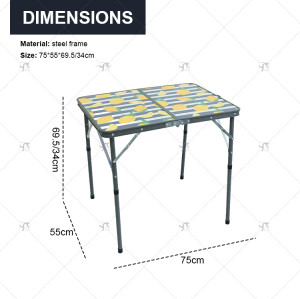 High Quality Portable Lron Frame Foldable Garden and Kitchen Furniture Fancy Blossom Design for Outdoor Camping and Picnic Table