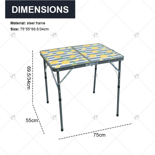 High Quality Portable Lron Frame Foldable Garden and Kitchen Furniture Fancy Blossom Design for Outdoor Camping and Picnic Table