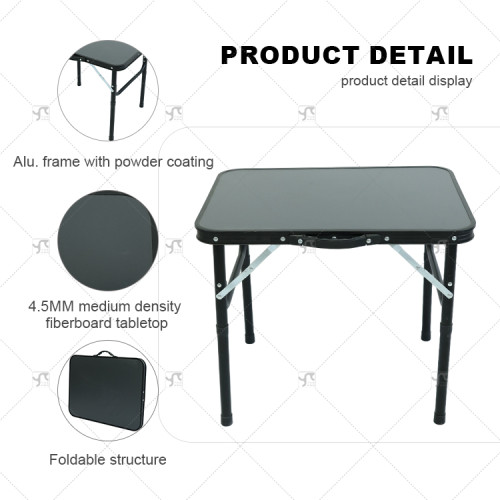 Outdoor Black Aluminium Folding Camping Table Portable Outdoor Picnic Table with Adjustable Height Easy-to-Carry Feature Table