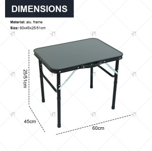 Outdoor Black Aluminium Folding Camping Table Portable Outdoor Picnic Table with Adjustable Height Easy-to-Carry Feature Table