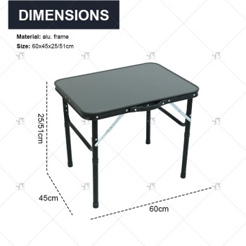 Outdoor Black Aluminium Folding Camping Table Portable Outdoor Picnic Table with Adjustable Height Easy-to-Carry Feature Table