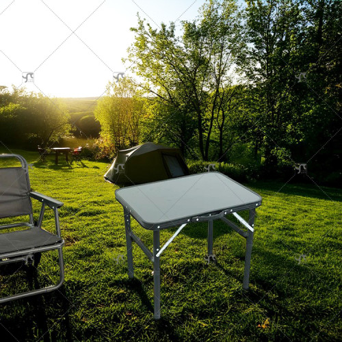 Outdoor Black Aluminium Folding Camping Table Portable Outdoor Picnic Table with Adjustable Height Easy-to-Carry Feature Table