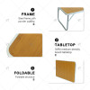 Outdoor Steel Folding Table Picnic Barbecue Bamboo Wooden Bamboo Tabletop Camping Portable Furniture Bed Computer Portable Table