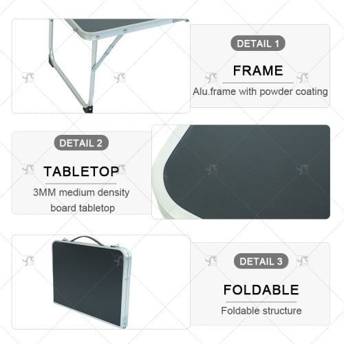 Outdoor Portable Aluminum Folding Picnic Table and Chair Set for Camping Easy-to-Carry Outdoor Furniture for Parks and Courtyard