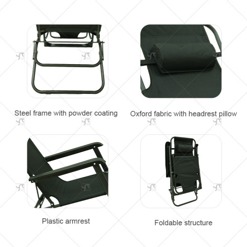 Outdoor Adjustable Portable Fold Folding Fabric Camping Lounge Deck Sea Beach Folding Chair Set Ring Camp OEM Cheap Custom Steel