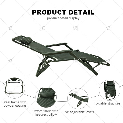 Outdoor Multi-Position Adjustable Compact Metal Frame Foldable Chair Adjustable Backrest for Vila Basement Park Outdoor Leisure