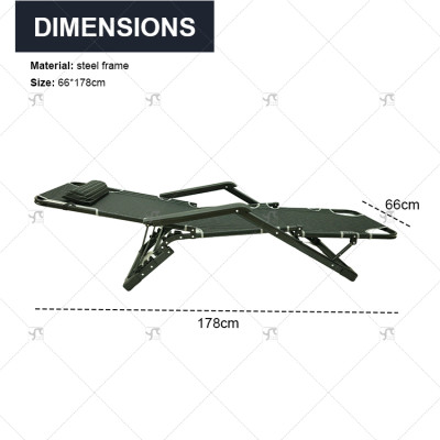 Outdoor Multi-Position Adjustable Compact Metal Frame Foldable Chair Adjustable Backrest for Vila Basement Park Outdoor Leisure