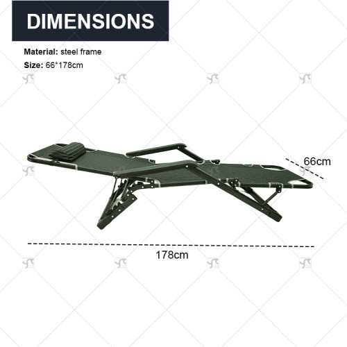 Outdoor Multi-Position Adjustable Compact Metal Frame Foldable Chair Adjustable Backrest for Vila Basement Park Outdoor Leisure