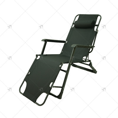 Black Outdoor Beach Lounge Adjustable Chair Portable Adjustable Relax Lounge Chair with Pillow for Camping Picnic Swimming