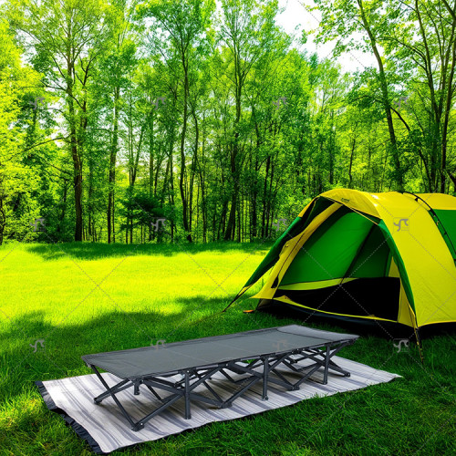 Outdoor Folding Bed Beach Folding Lounge Chair Noon Break Outdoor Camping Portable Folding Metal Single Sofa Bed Lunch Break Bed