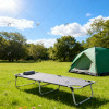 Outdoor Beach Folding Bed  Adjustable Lightweight Camping Portable Metal Folding Camping Bed Bed Outdoor Folding Bed with Pillow