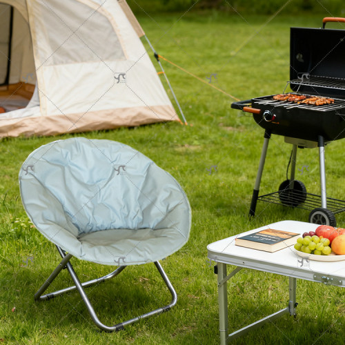 Outdoor Leisure Portable Folding Camping Moon Chair Foldable Metal Oxford Beach Lounge Chair for Outdoor Park Use Factory Direct