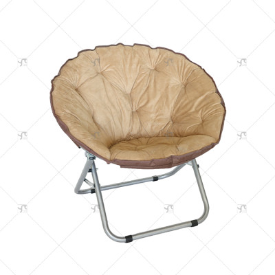 Modern Design Metal Folding Camping Chair Moon Round Recliner with Padded Outdoor Beach Furniture for Bedroom Living Room Use