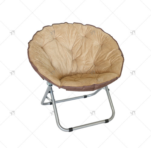 Modern Design Metal Folding Camping Chair Moon Round Recliner with Padded Outdoor Beach Furniture for Bedroom Living Room Use