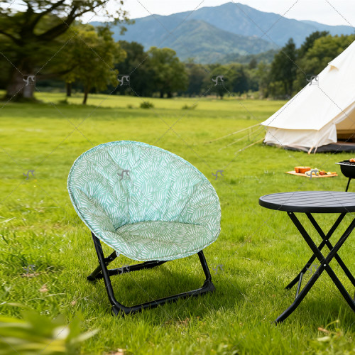 Modern Qutdoor Portable Foldable Moon Chair Comfortable Plush Garden Furniture Metal for Living Room Beach or Outdoor Camping